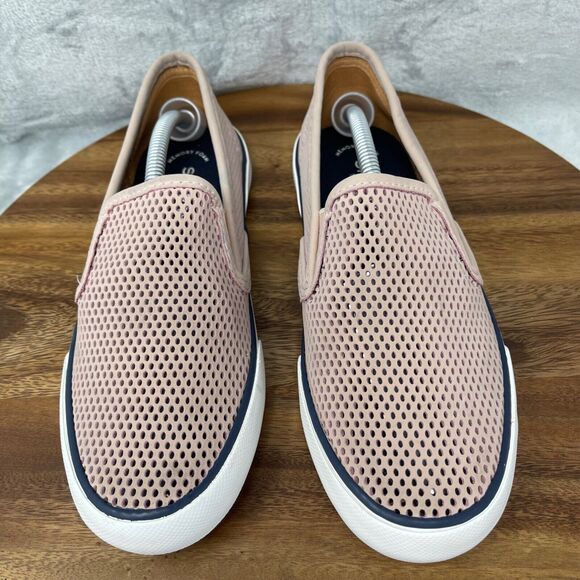 Sperry Sneakers Womens 8 Pink Pier Side Perforated Leather Slip On Boat Shoes - Picture 4 of 16